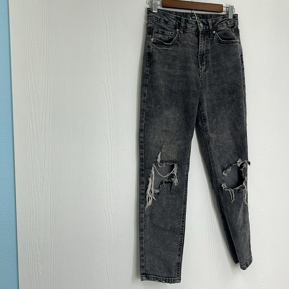 Wild Fable - Stonewashed Highest Rise Mom Black Distressed Jeans Size 2 - Picture 3 of 10